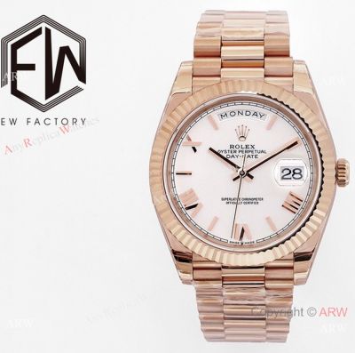 Rolex Day-Date 40 mm Swiss 2836 Watch Rose Gold Presidential Light Pink Dial